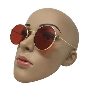 Unisex John Lennon Classic Circle Round Style Sunglasses, Red